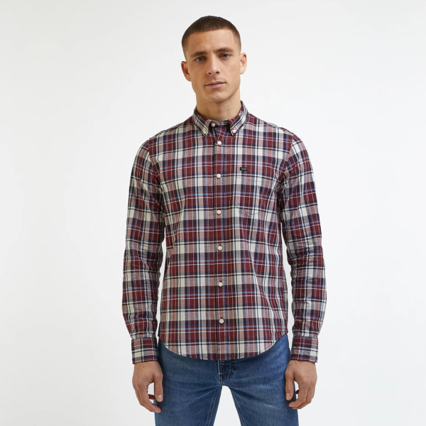 Lee Button Down Shirt in Deep Wine and Navy (L880RN35)