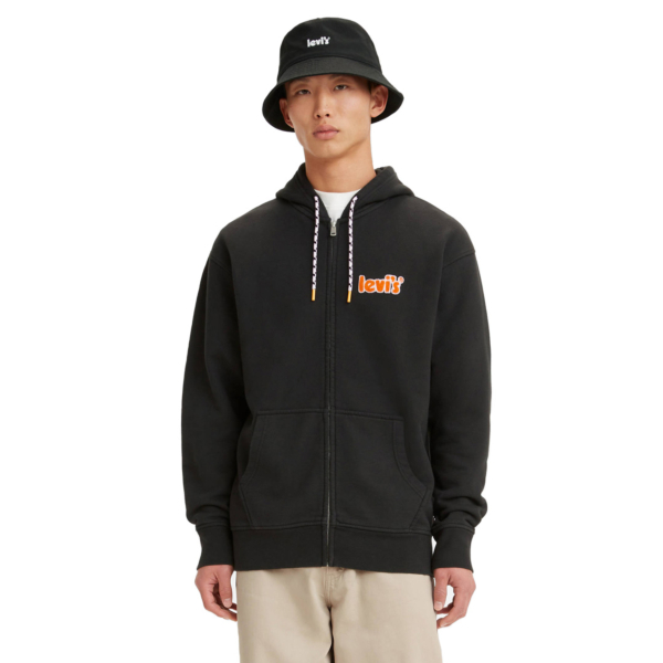 Levi’s® Graphic Zip Up Relaxed Hoodie - Caviar (38717-0004)