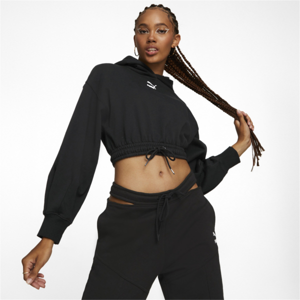 Puma Classics Cropped Women Hoodie - Black (535683-01)