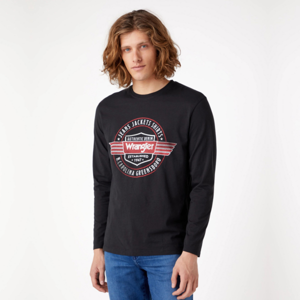 Wrangler Americana Long Sleeve Tee - Faded Black (W70QD3XV6)