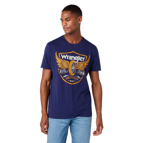 WRANGLER Americana Men Tee - Medieval Blue (W7J0D3X9I) 