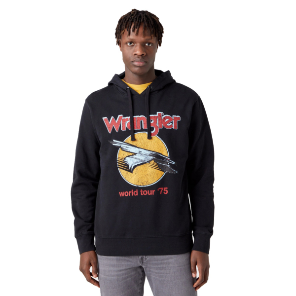 Wrangler Eagle Men Hoodie - Faded Black (W669ILXV6)