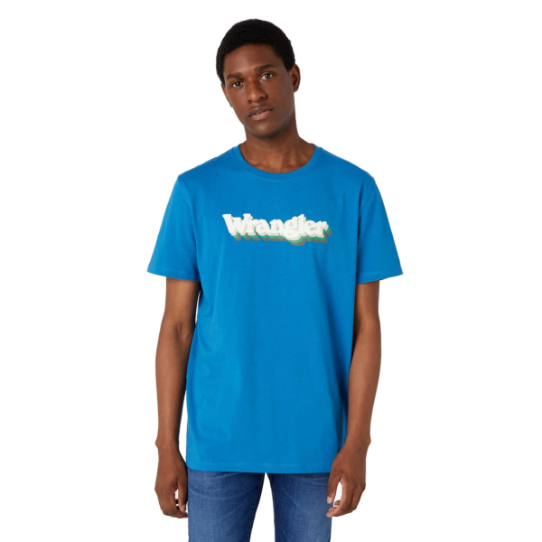 Wrangler Graphic Logo Men Tee - Deep Water (W753EE69F)