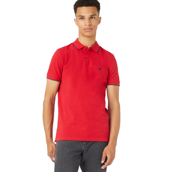 Wrangler Pique Polo Tee - Red (W7BHK4X47)