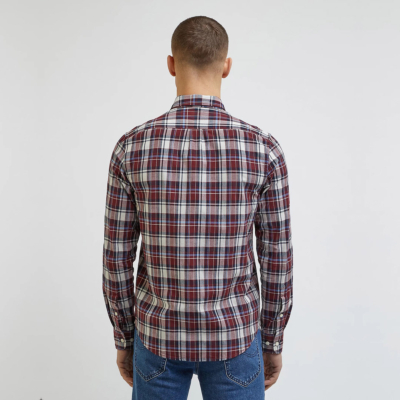 Lee Button Down Men Shirt in Deep Wine and Navy (L880RN35) 