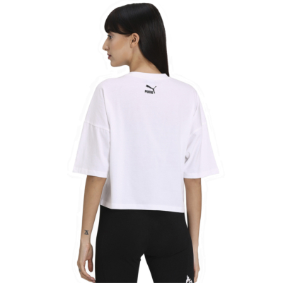 PUMA Classics Loose γυναικείο μπλουζακί κοντομάνικο - Λευκο (597726-52)