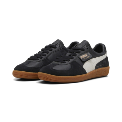 Puma Palermo Leather Unisex Trainers - Black/ Feather Gray (396464-03) 