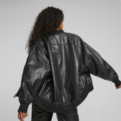 Puma T7 Synthetic Leather Women Jacket - Black (535579-51)
