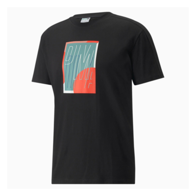 PUMA Ανδρικό Μπλουζάκι με Στάμπα - Μαύρο (534216-01) 