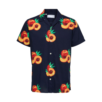 SELECTED Dayton Tropical Short Sleeve Shirt in Blue (16084699) 