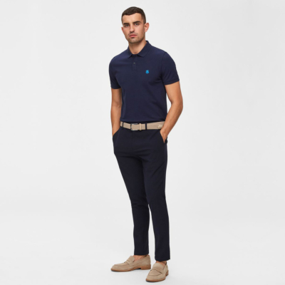 SELECTED Haro Embroidery Men Polo (16049517-Peacoat) 