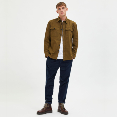 Selected Cotton Rolf Overshirt - Dark Olive (16086545) 