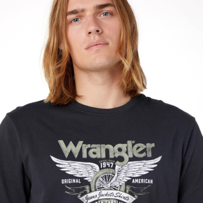 Wrangler T-Shirt Ανδρικό με Σχέδιο - Μαύρο (W70PEEXV6) 