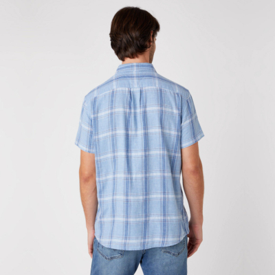 WRANGLER Short Sleeve Check Shirt in Cerulean Blue (W5J11OXVT)