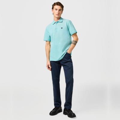 Wrangler Μπλουζάκι Polo Ανδρικό με Κοντό Μανίκι - Παστέλ Πράσινο (112362834)