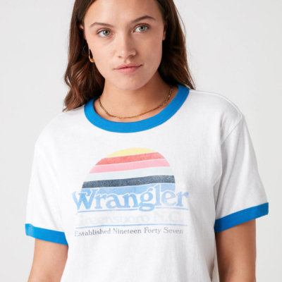 WRANGLER γυναικείο λευκό μπλουζάκι με τύπωμα (W7S0DR989) 