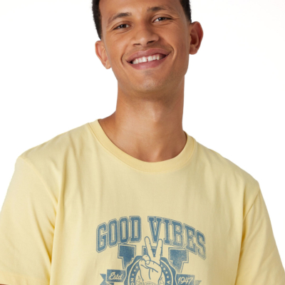 Wrangler Ανδρικό Μπλουζάκι με Σχέδιο - Κίτρινο (W7BLEEY36) 