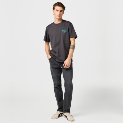 Wrangler T-Shirt Ανδρικό με Κεντημένο Λογότυπο - Μαύρο/ Ανθρακί (112362800)