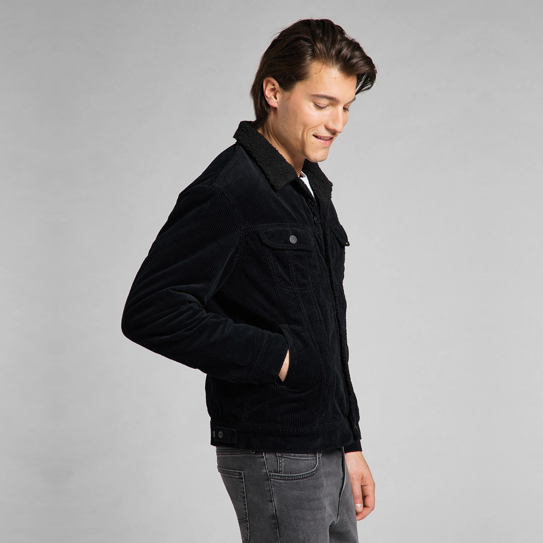 Black corduroy sherpa jacket mens discount