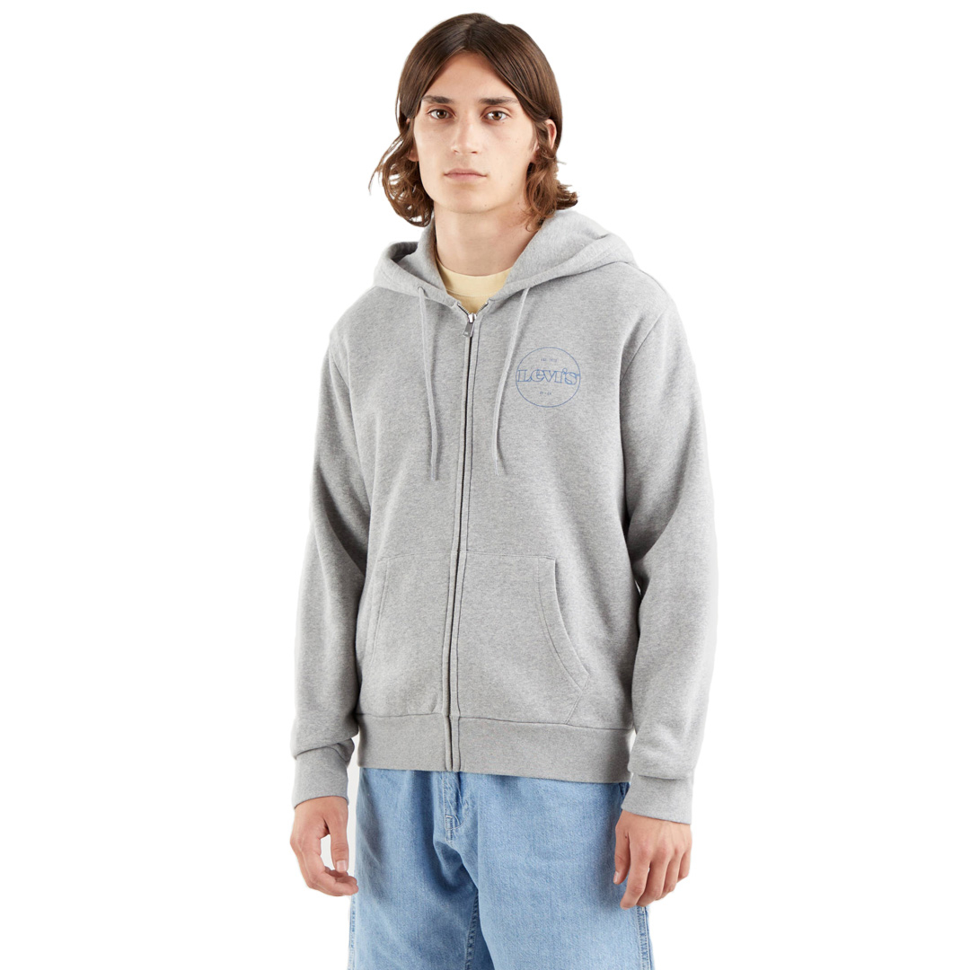 District Concept Store - Levi's® Logo Outline Graphic Zip Up Hoodie -  Heather Grey (38820-0012)