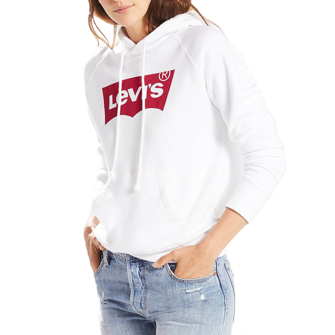 Introducir 34+ imagen levis white hoodie women’s