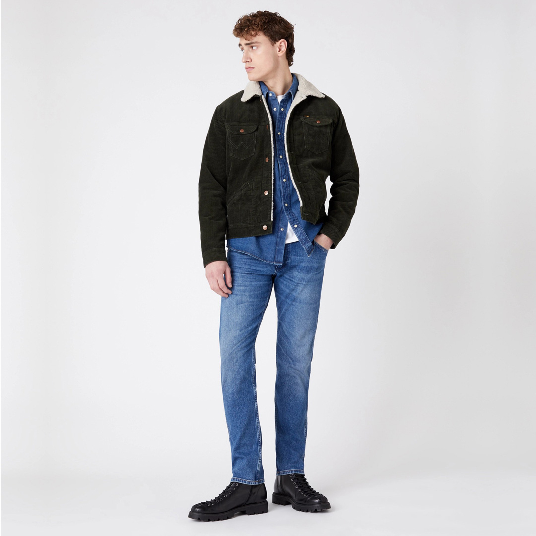 District Concept Store - WRANGLER 124MJ Sherpa Cord Jacket - Roisin Green  (W4MSUPXWY)