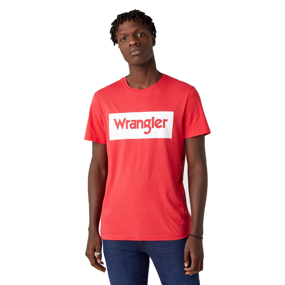 District Concept Store - WRANGLER Logo Men Tee - Rococco Red (W742FKXA4)